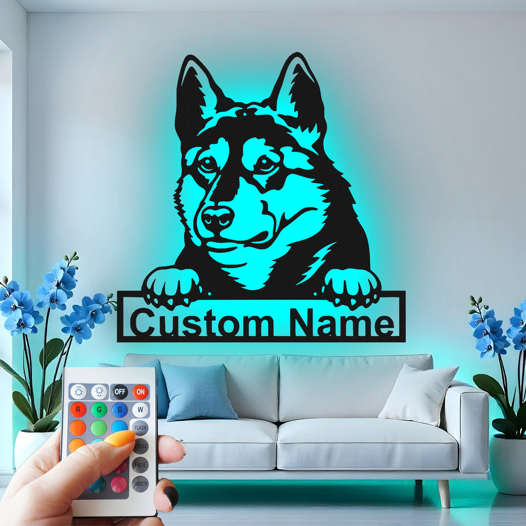 Custom Dog Metal Wall Art With Led Light , Personalized Puppy Name Decor, Pet Lover Gift, Dog Mom Home Decor, Living Room Wall Accent