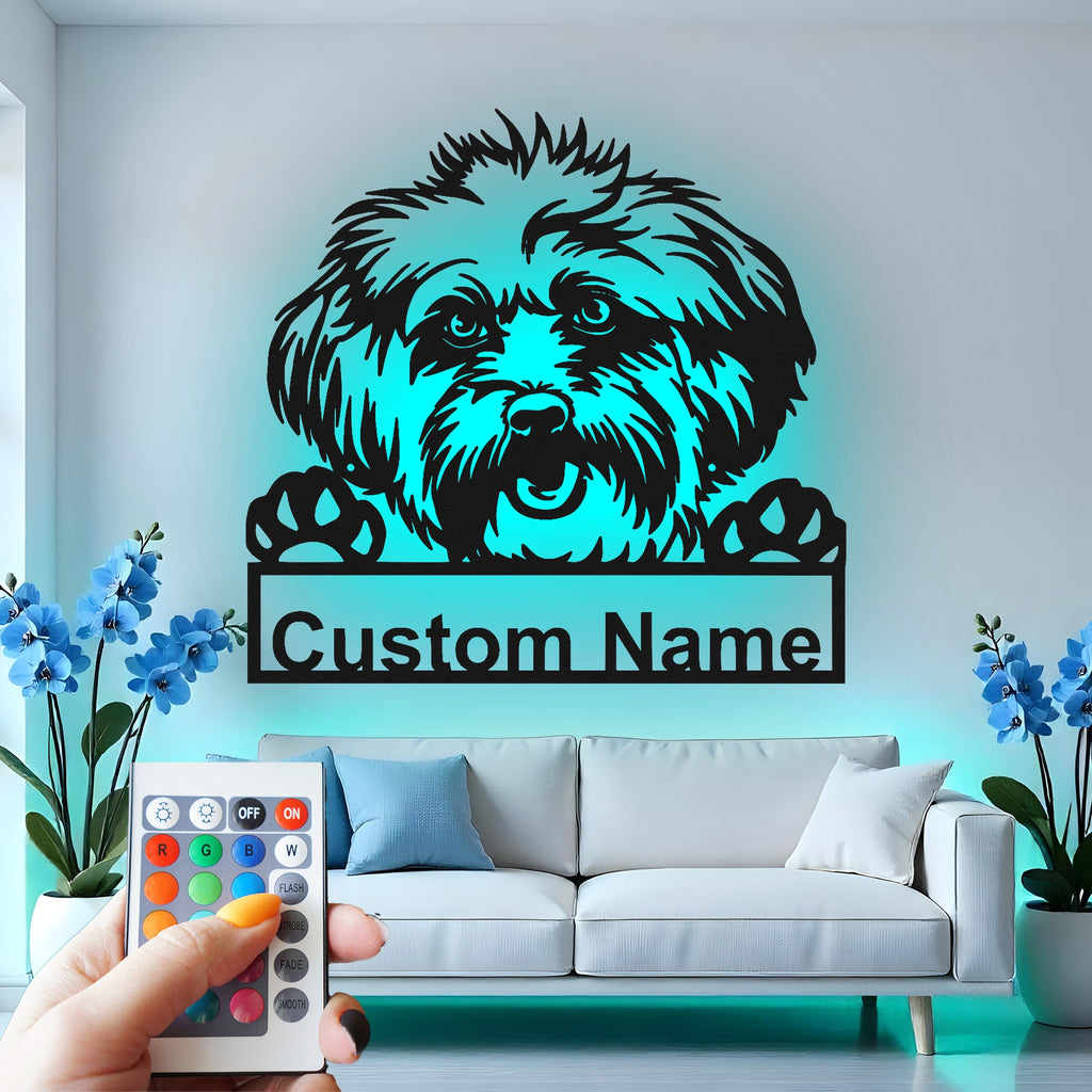 Custom Dog Metal Wall Art With Led Light , Personalized Puppy Pet Decor, Dog Lover Gift, Home Entryway Wall Hanging