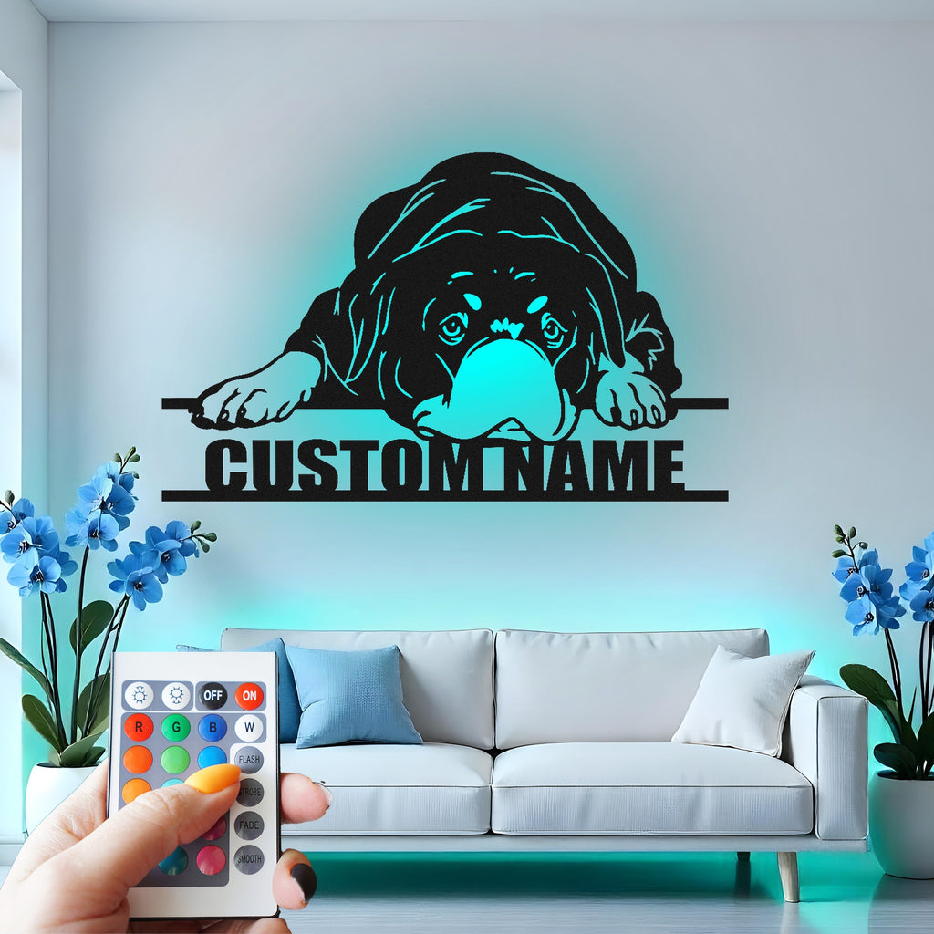 Custom Dog Metal Wall Art With Led Light , Personalized Puppy Name Sign, Dog Lover Gift, Pet Memorial Decor, Home Entryway Decoration