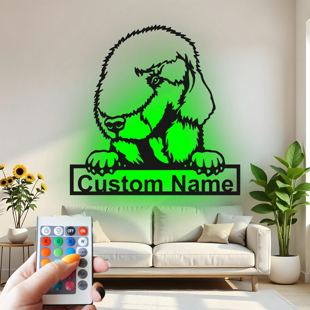 Custom Dog Metal Wall Art With Led Light , Personalized Puppy Pet Decor, Unique Dog Mom Gift, Pet Lover Home Accent