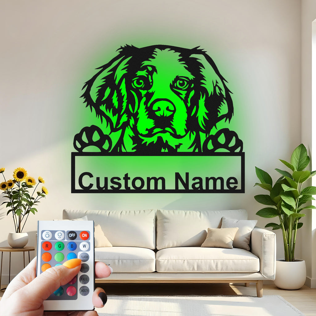 Custom Dog Metal Wall Art With Led Light , Personalized Puppy Decor, Pet Lover Gift, Dog Mom Gift for Home, Living Room Decor