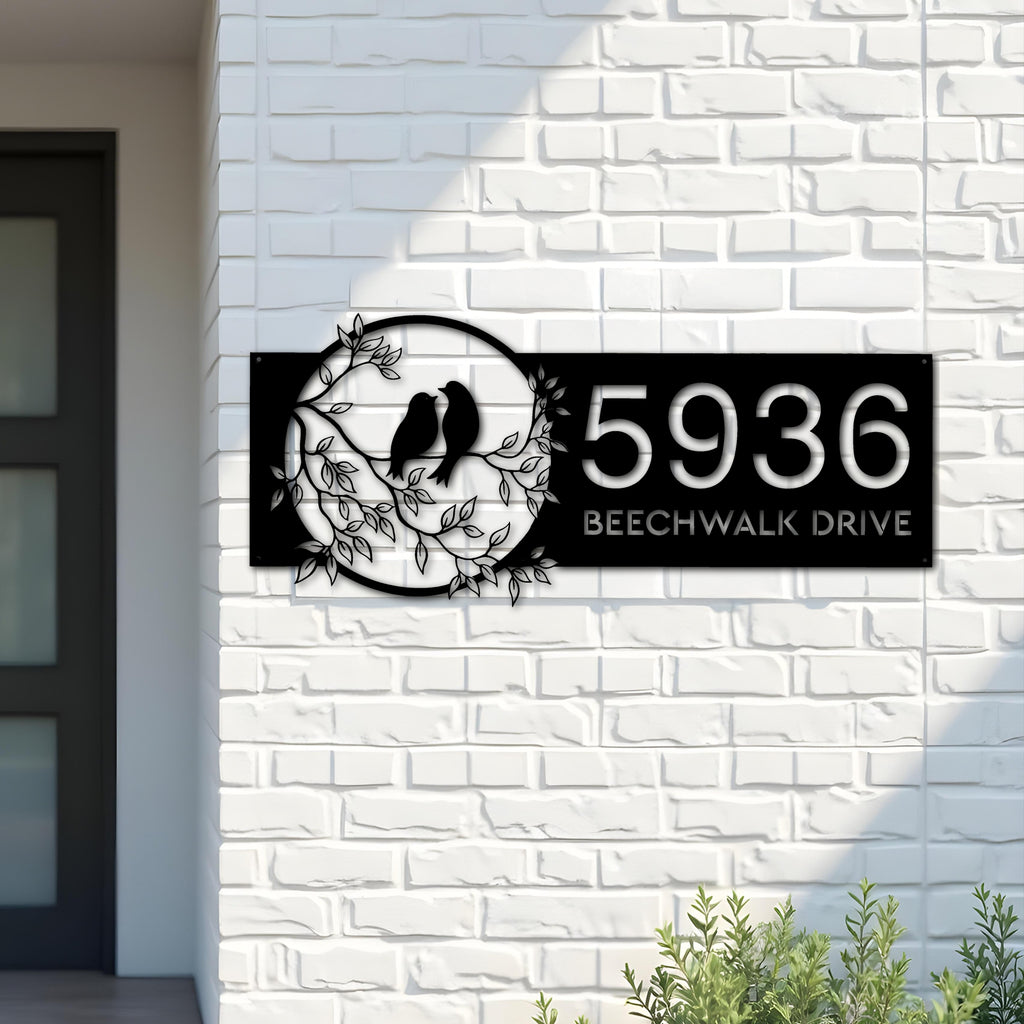Custom Metal Birds couple Metal Address Sign, House number, Outdoor Number Signage, Yard Sign Address Plate