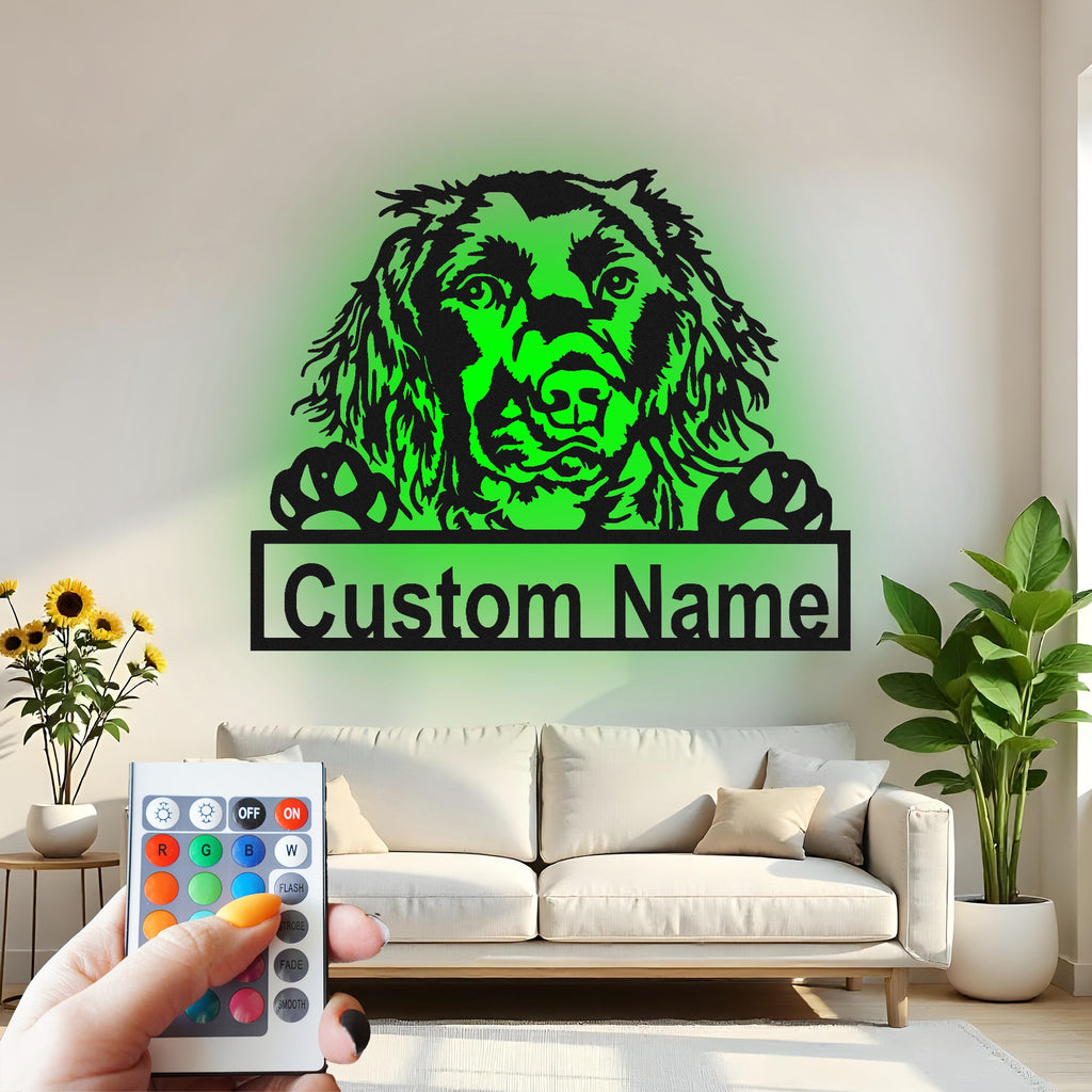 Custom Dog Metal Wall Art With Led Light , Personalized Puppy Decor, Dog Owner Gift, Pet Lover Home Decor, Living Room Wall Hanging