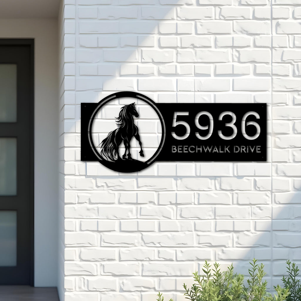 Custom Metal Horse Metal Address Sign, House number, Outdoor Number Signage, Yard Sign Address Plate