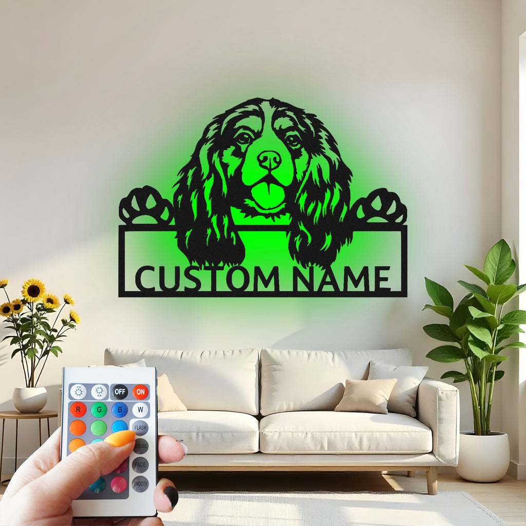 Custom Dog Metal Wall Art With Led Light , Personalized Puppy Decor, Pet Lover Gift, Dog Mom Home Decor, Living Room Wall Accent