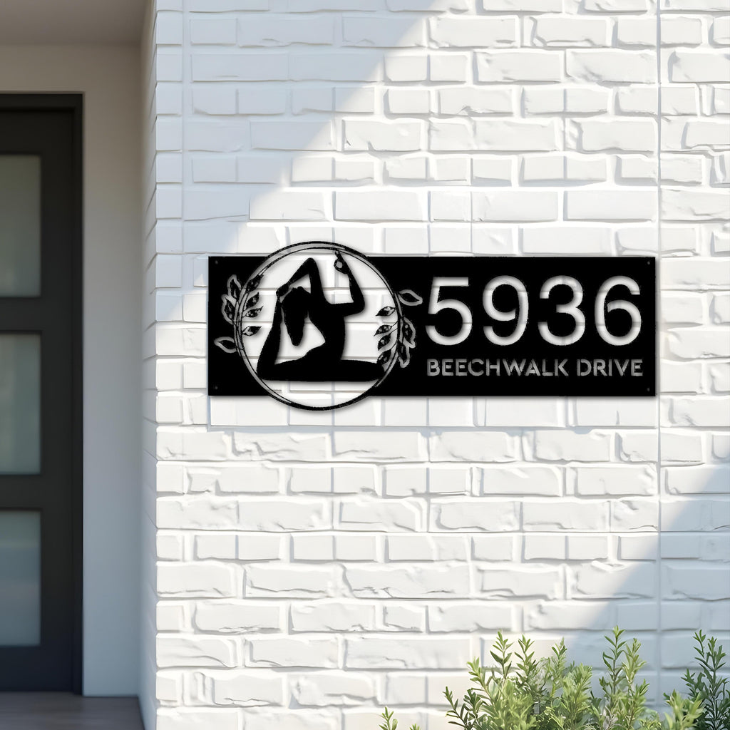 Custom Metal Yoga Meditation Metal Address Sign Custom House number Hanging Address Plaque Yard Sign Outdoor