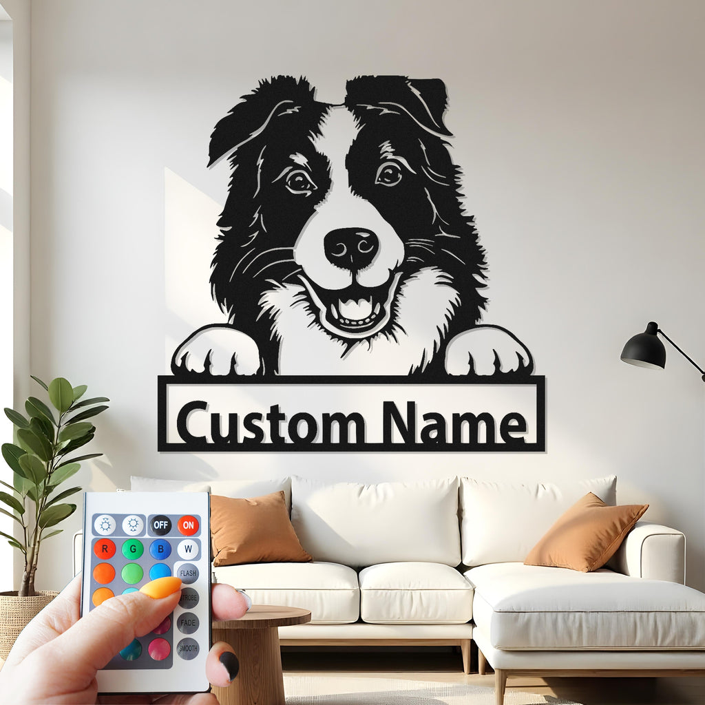 Custom Dog Metal Wall Art With Led Light , Personalized Puppy Decor, Pet Lover Gift for Dog Mom, Home Entryway Metal Wall Art