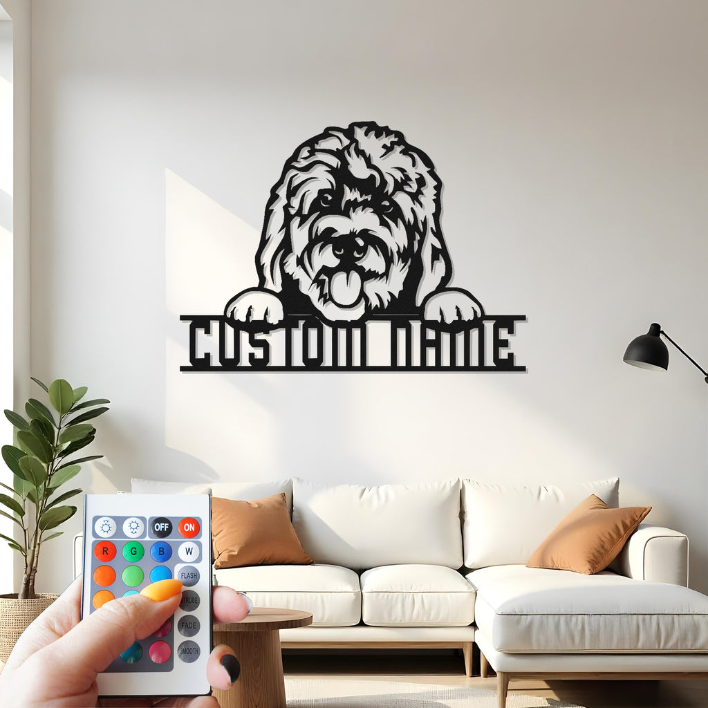 Custom Dog Metal Wall Art With Led Light , Personalized Puppy Name Sign, Pet Lover Gift, Dog Mom Decor, Puppy Nursery Wall Hanging