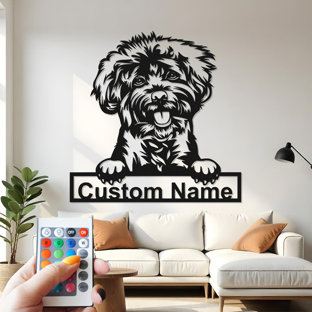 Custom Dog Metal Wall Art With Led Light , Personalized Puppy Lover Gift, Pet Memorial Metal Wall Art Decor for Dog Owners