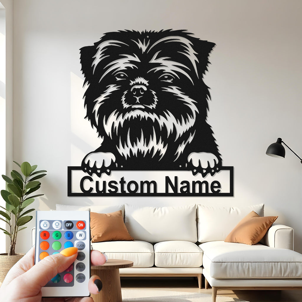 Custom Dog Portrait Metal Wall Art With Led Light , Personalized Puppy Decor, Pet Lover Gift for Dog Mom, Home Entryway Metal Wall Art