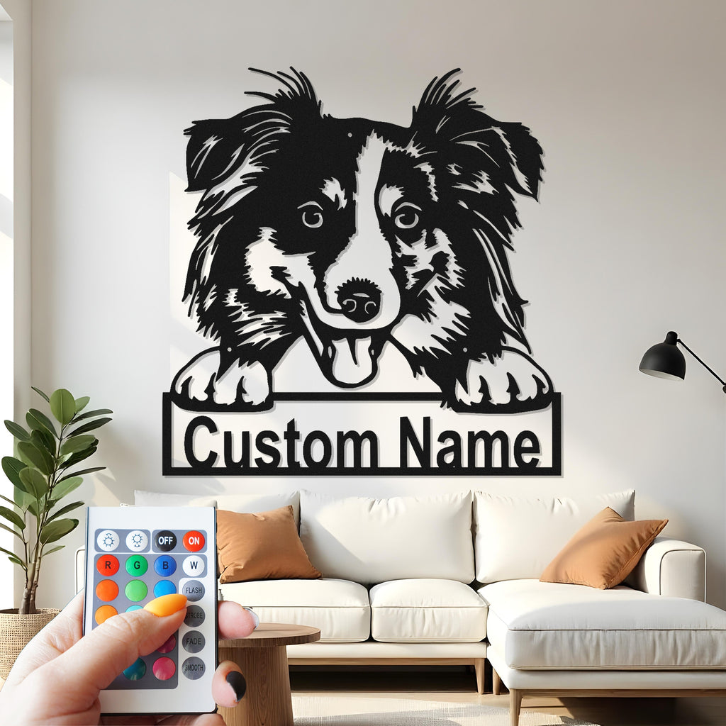 Custom Dog Metal Wall Art With Led Light , Personalized Puppy Owner Gift, Dog Mom Decor, Pet Lover Home Accent