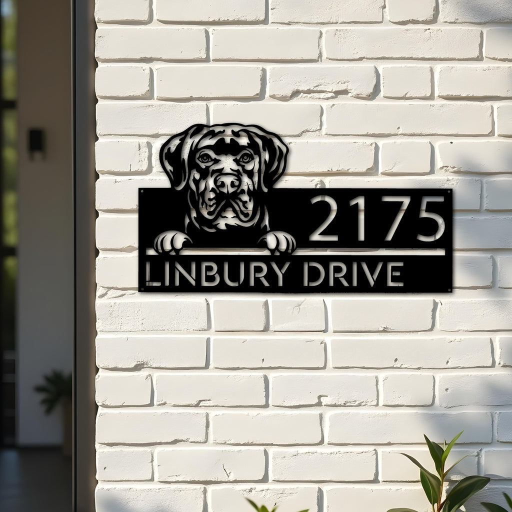 Custom Metal Cane Corso dog cute puppy Metal Address Sign House number Hanging Address Plaque Yard Sign Outdoor decor