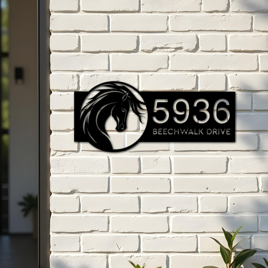 Custom Metal Horse head Metal Address Sign, House number, Outdoor Number Signage, Yard Sign Address Plate