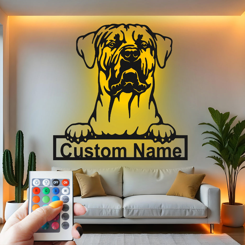 Custom Dog Metal Wall Art With Led Light , Personalized Pet Portrait, Dog Lover Gift, Home Decor for Dog Owners, Living Room Wall Accent