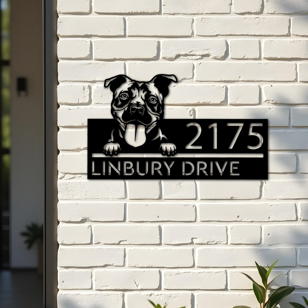 Custom Metal Bull terrier dog Puppy Metal Address Sign House number Hanging Address Plaque Yard Sign Outdoor decor