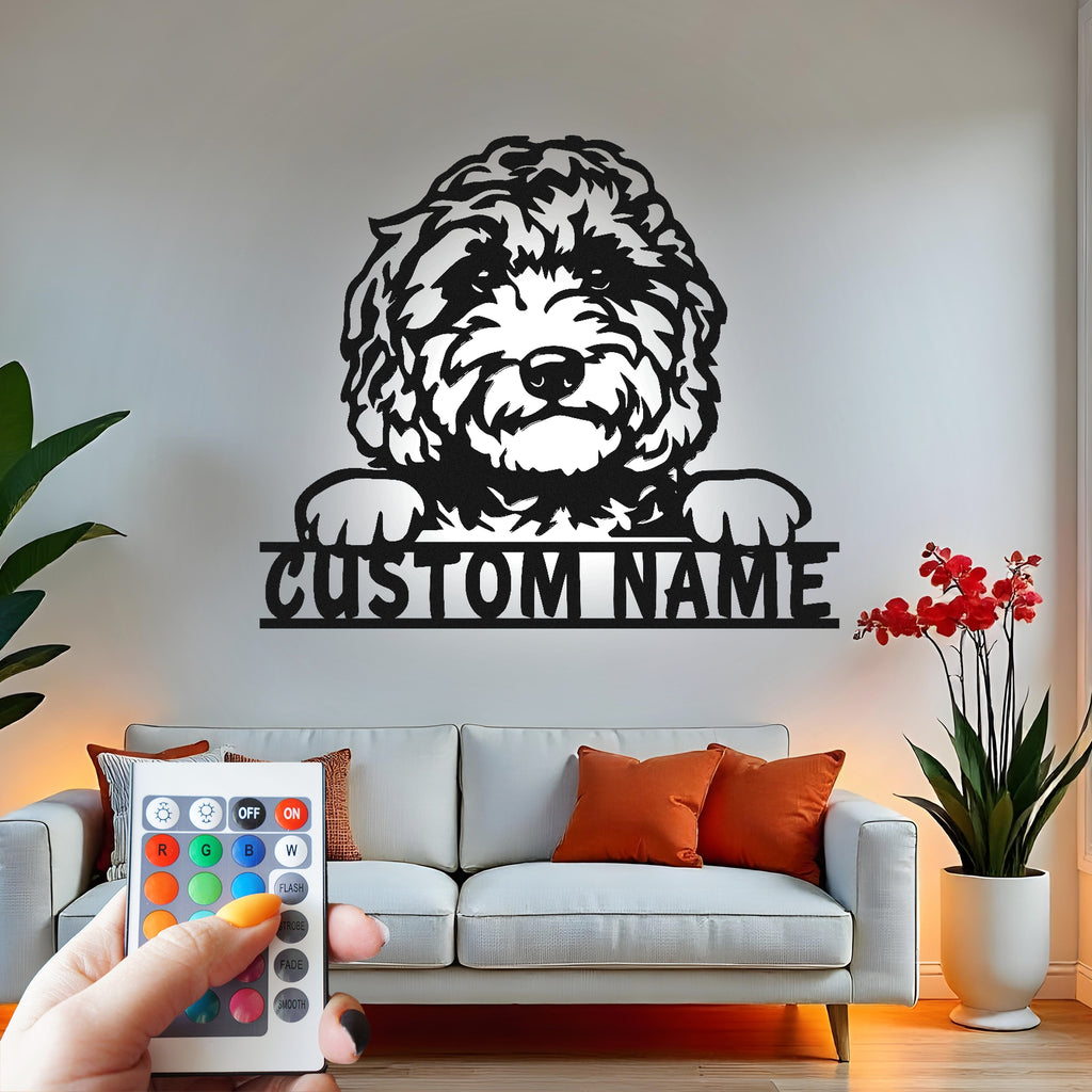 Custom Dog Metal Wall Art With Led Light , Personalized Puppy Decor, Pet Lover Gift, Dog Mom Home Decor, Dog Owner Gift, Entryway Wall Hanging