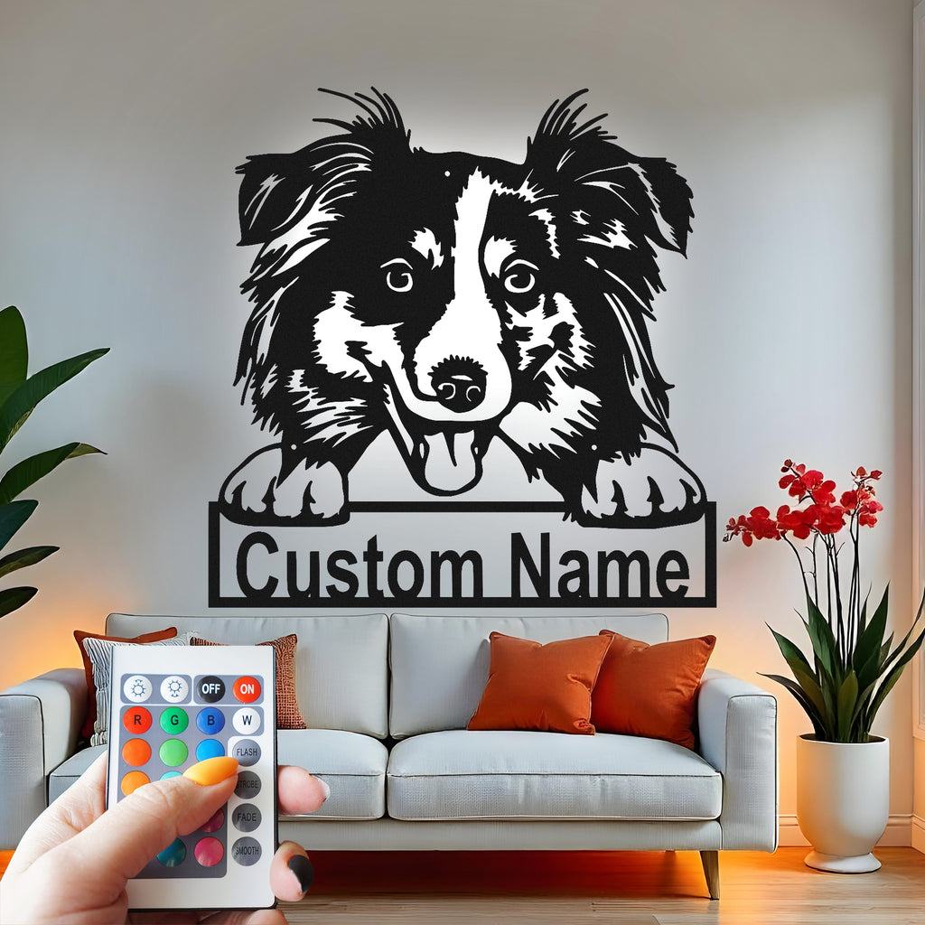 Custom Dog Metal Wall Art With Led Light , Personalized Puppy Decor, Pet Lover Gift, Dog Owner Home Decor, Pet Memorial Keepsake
