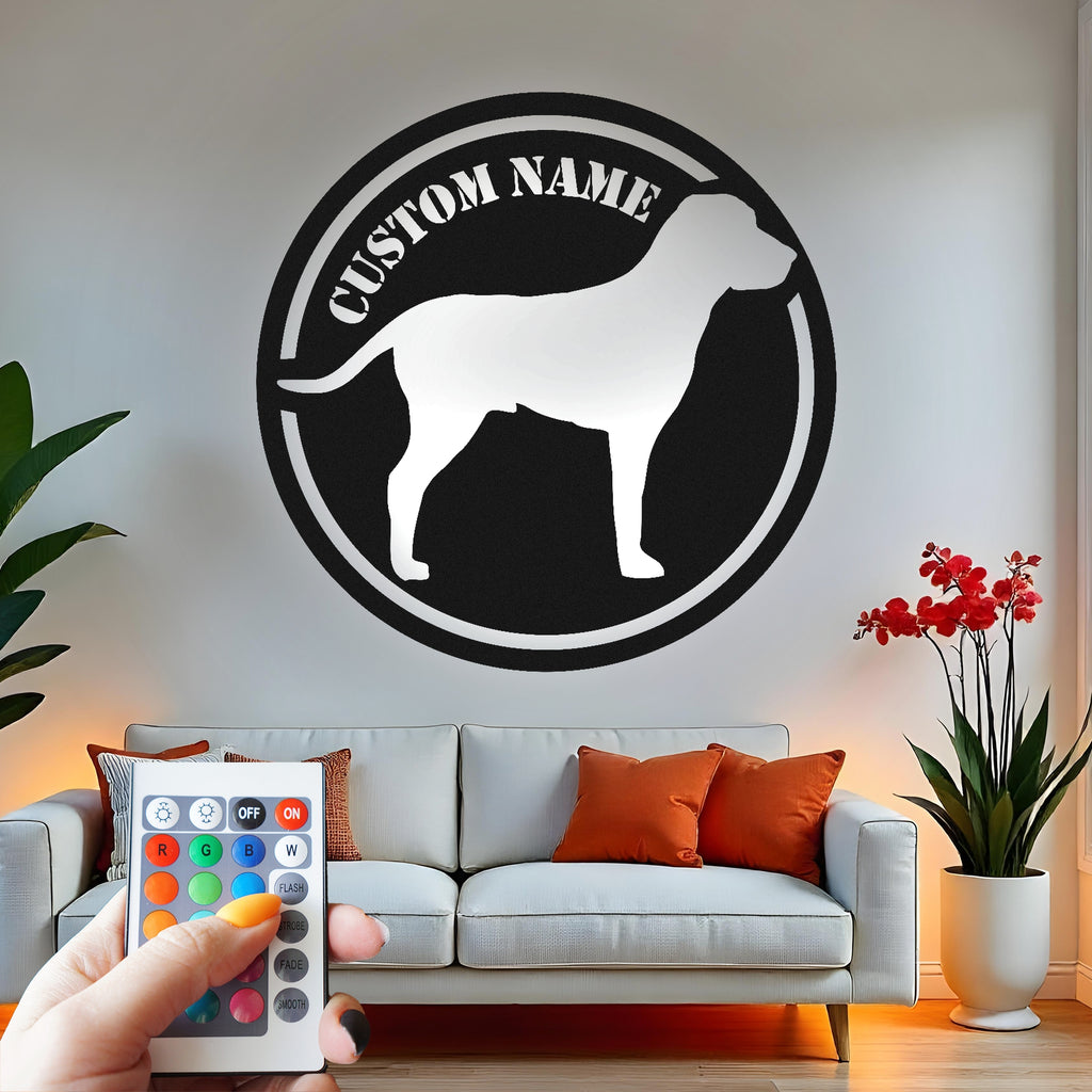 Custom Dog Silhouette Metal Wall Art With Led Light , Personalized Pet Name Decor, Dog Lover Gift, Pet Memorial, Home Wall Hanging