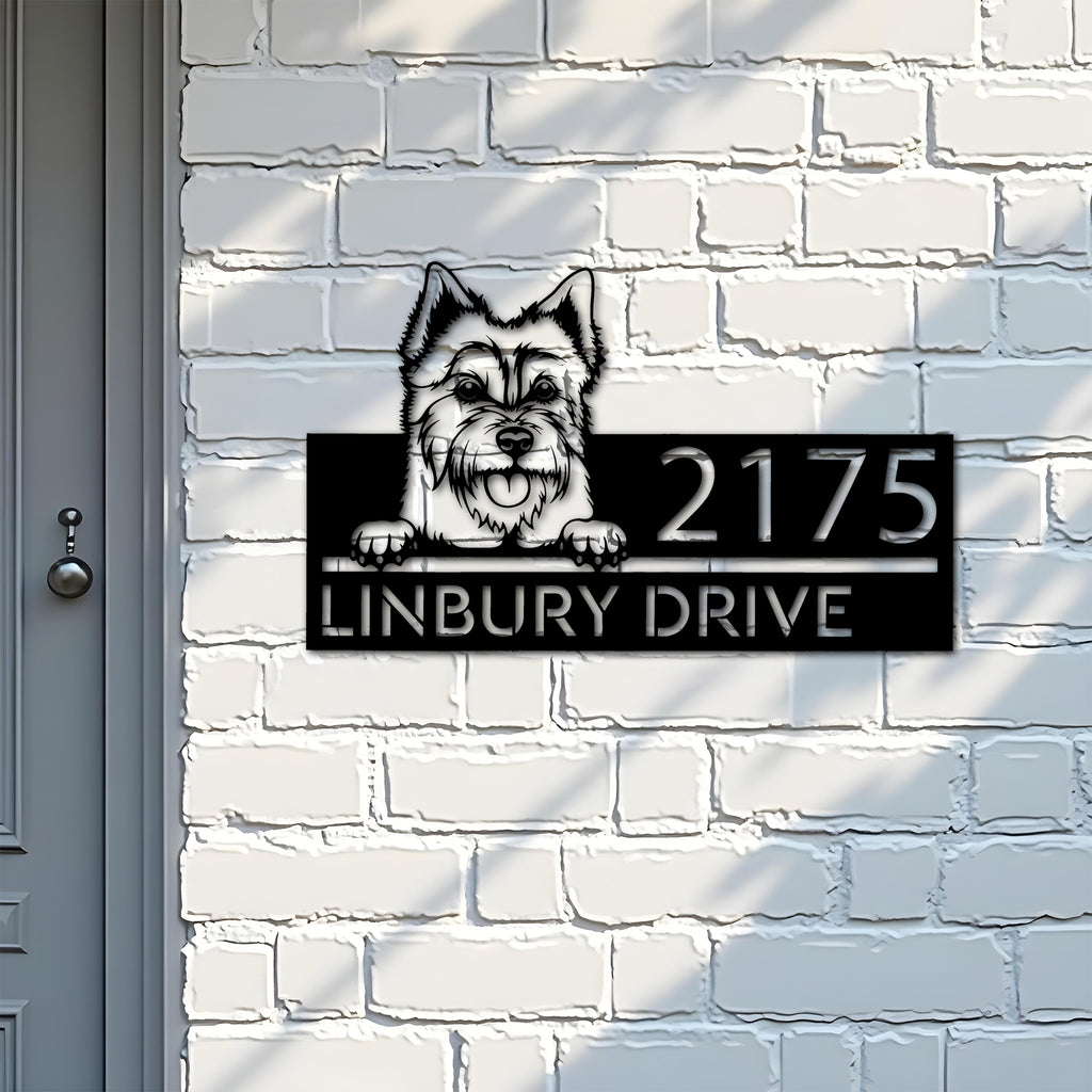 Custom Metal Australian terrier dog Puppy Metal Address Sign House number Hanging Address Plaque Yard Sign Outdoor decor
