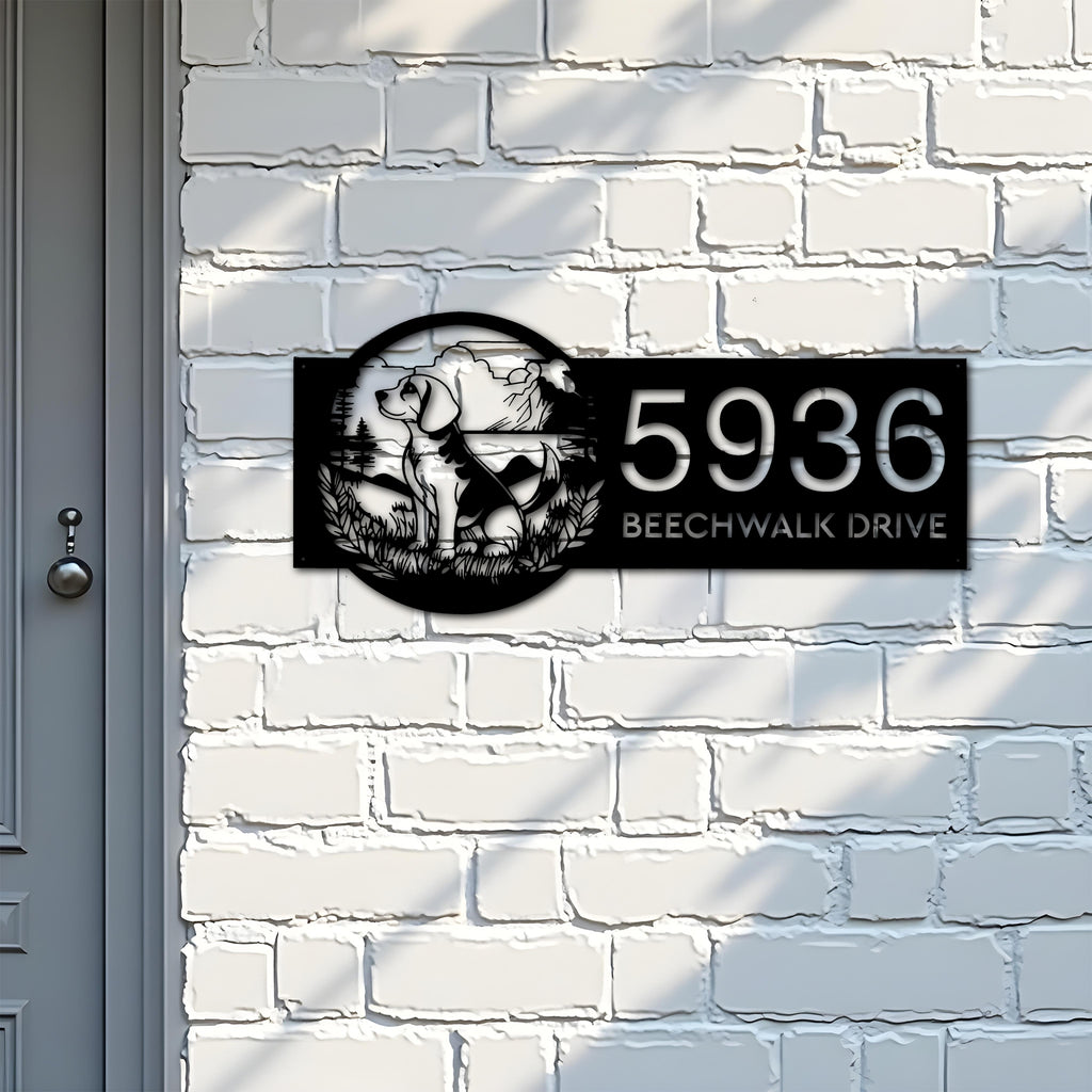 Custom Metal Beagle Cute dog puppy Metal Address Sign, House number, Outdoor Number Signage, Yard Sign Address Plate