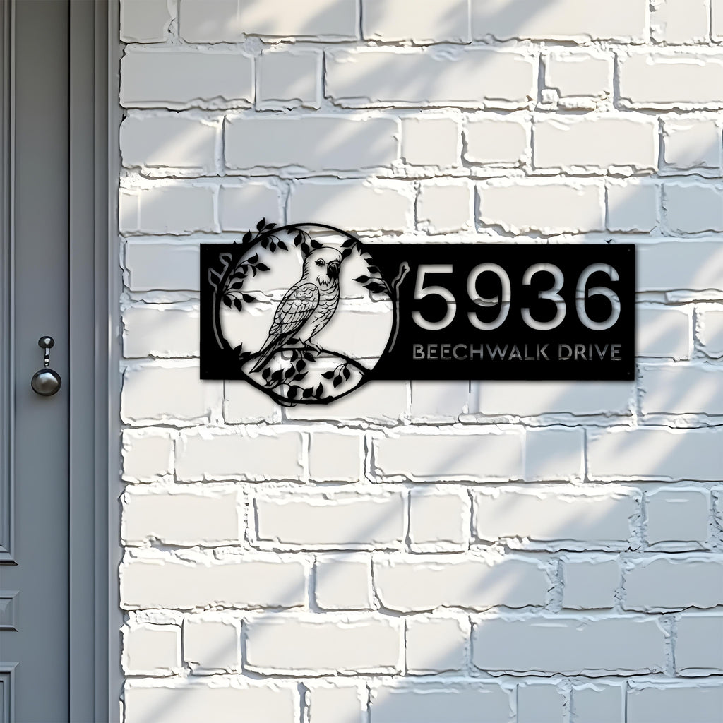 Custom Metal Budgerigar bird Metal Address Sign Custom Hanging Address Plaque House number Yard Sign Outdoor Sign