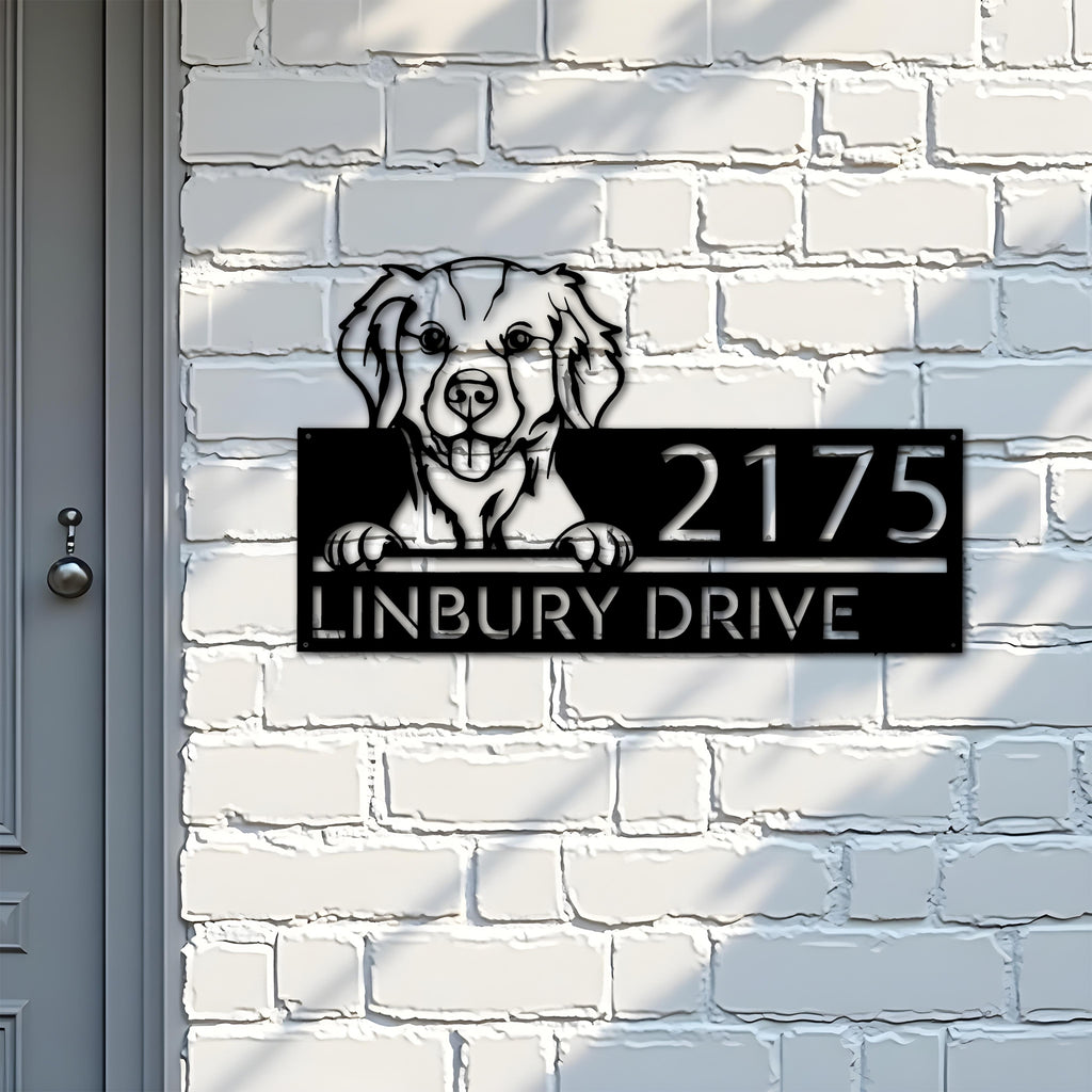Custom Metal Brittany spaniel dog cute puppy Metal Address Sign House number Hanging Address Plaque Yard Sign Outdoor decor
