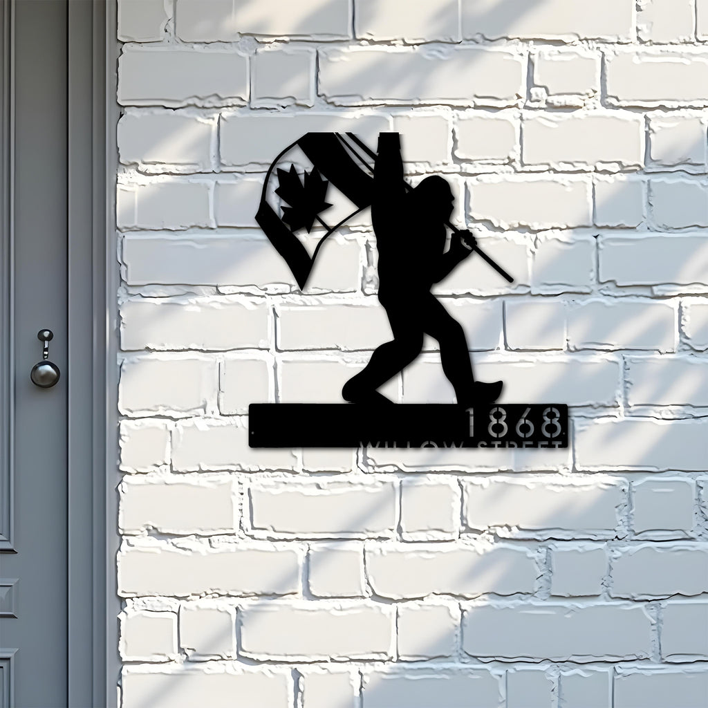 Custom Metal Bigfoot Sasquatch With Canada Flag Metal Address Sign Custom Hanging Address Plaque Yard Sign Outdoor Sign