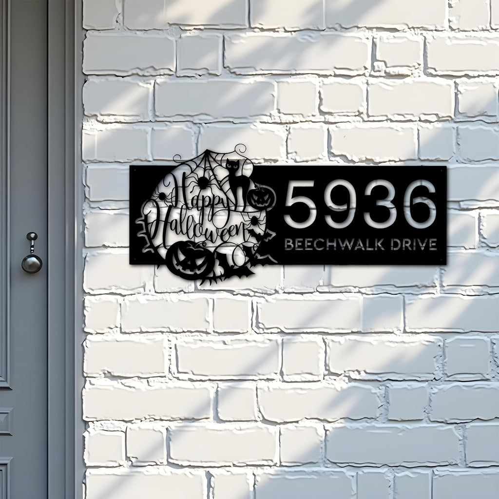 Custom Metal Happy halloween Metal Address Sign House number Hanging Address Plaque Yard Outdoor Sign