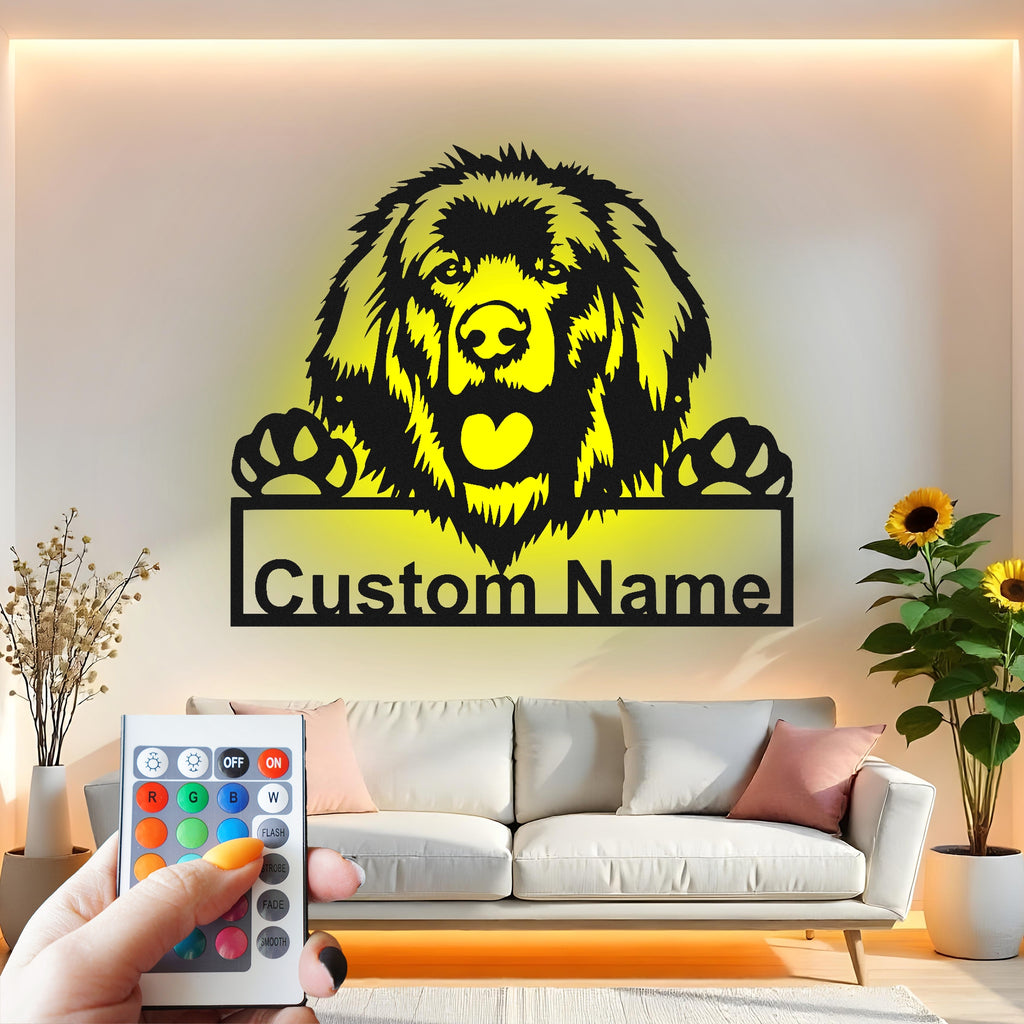 Custom Dog Metal Wall Art With Led Light , Personalized Puppy Lover Gift, Pet Memorial Decor, Dog Owner Home Accent