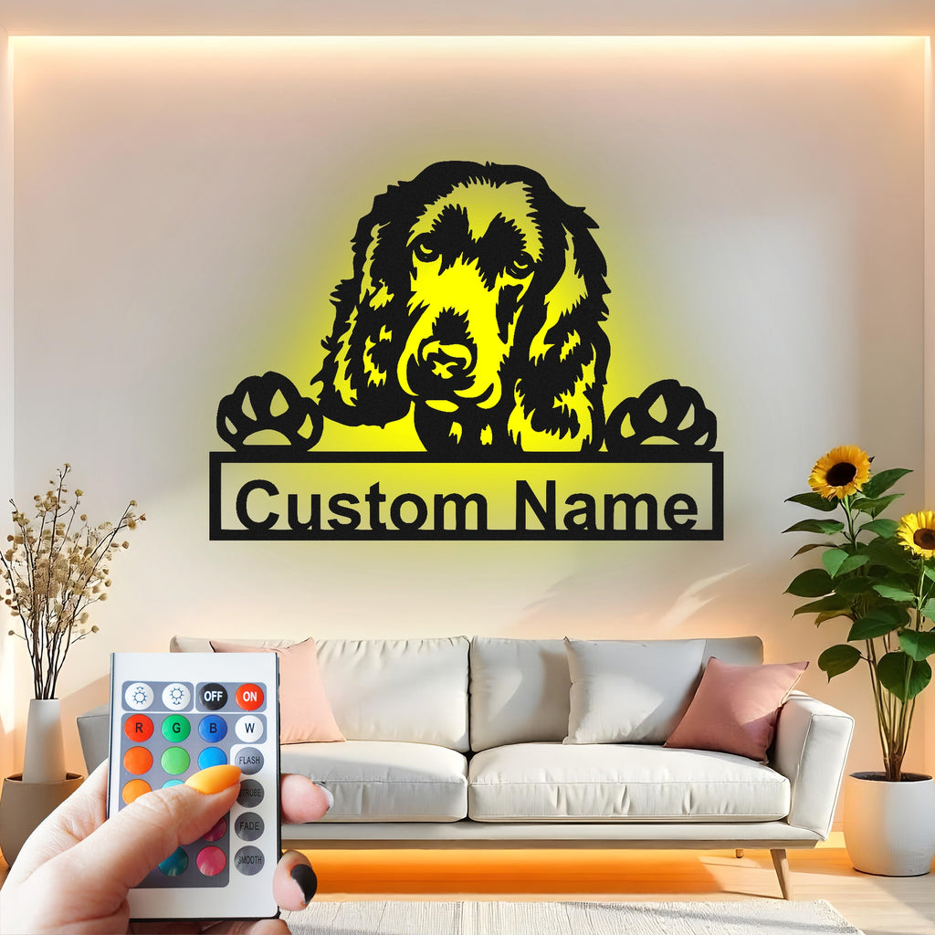 Custom Dog Metal Wall Art With Led Light , Personalized Puppy Paw Decor, Pet Lover Gift for Dog Mom, Living Room Decor