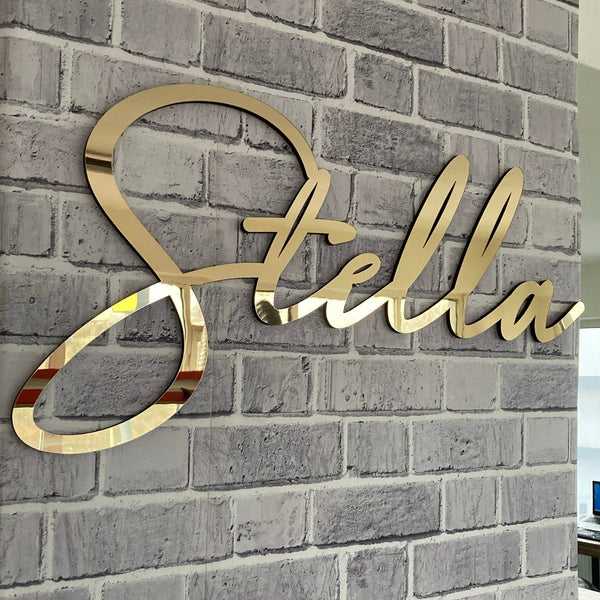 Custom Mirror Gold Acrylic Name Sign - Personalized Living Room and Nursery Decor