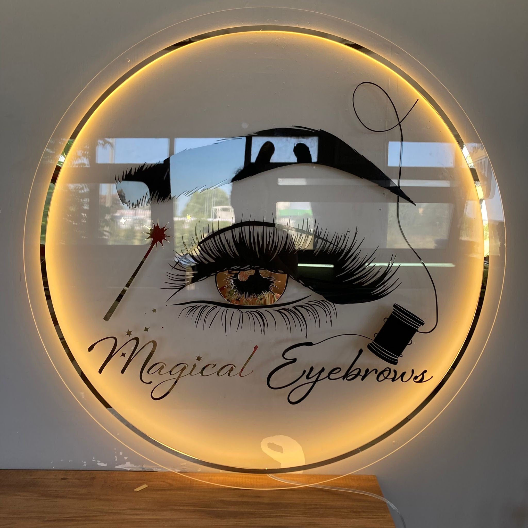 Business Neon Lights Mirror Logo Sign Acrylic Custom Logo Decoration O ...