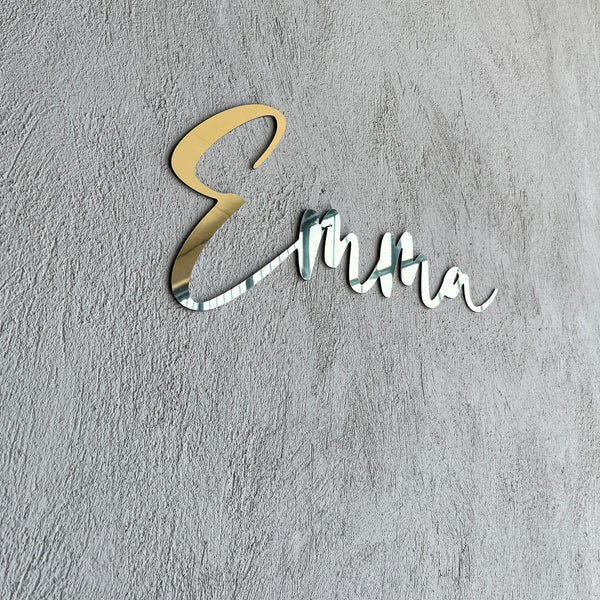 Custom Mirror Gold Acrylic Name Sign - Personalized Office, Nursery Decor , and Wedding Decor
