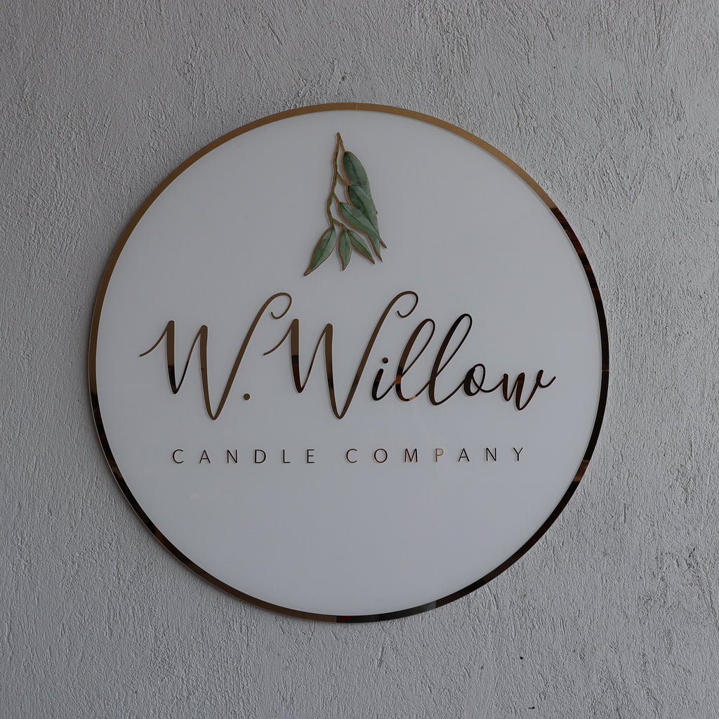 Business Acrylic Round Mirror Logo Sign, Custom Plaque, Personalized Office Signage