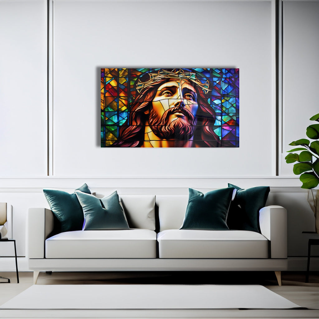 Jesus Stained Glass Effect Wall Decor, Wall Art Glass, Wall Decor Glass, Wall Decor Interior, Housewarming Gifts,