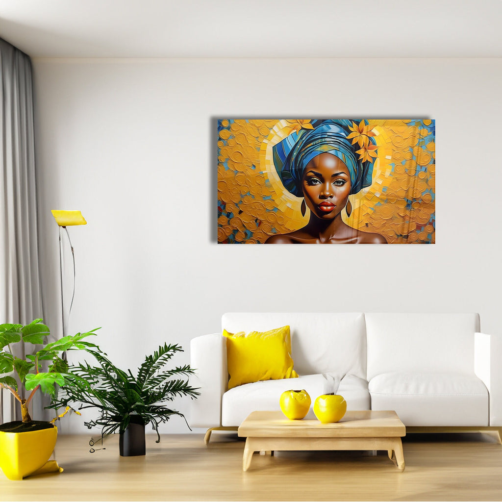African Woman Oil Painting Glass Wall Decor, Wall Art Glass, Wall Decor Glass, Wall Decor Interior, Home Decor