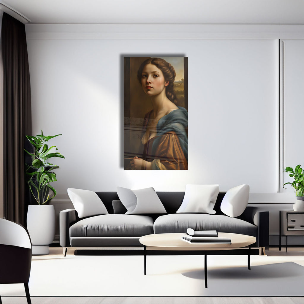 Renaissance Girl Oil painting Effect Acrylic Glass Wall Decor, Wall Art Glass,W all Decor Interior, Home Decor, Wall Decorative