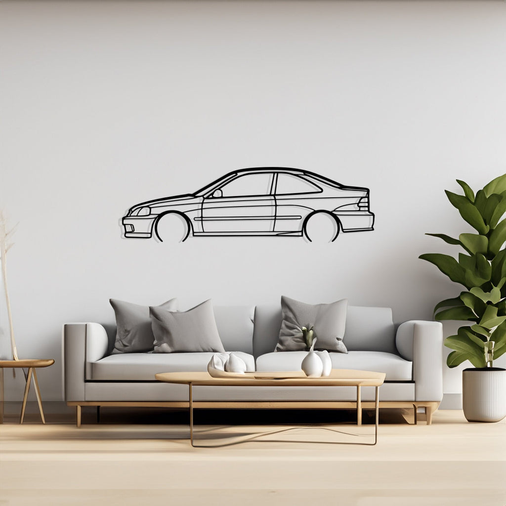 Civic Coupe 1999 Detailed Silhouette Metal Wall Art, Birthday Gift, Gift for Him, Petrolhead Gift, Car Lover Gift, Wall Decor, Wall Decor