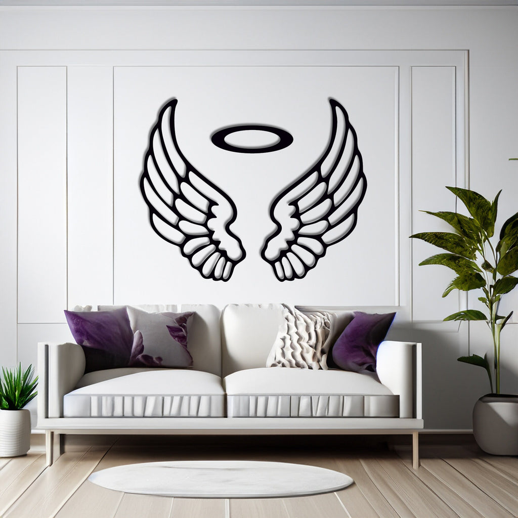 Angel Wings Silhouette Wall Art Metal, Wall Decor Metal, Wall Decor Interior, Housewarming Gifts, Metal Decor, Wall Decorative Metal