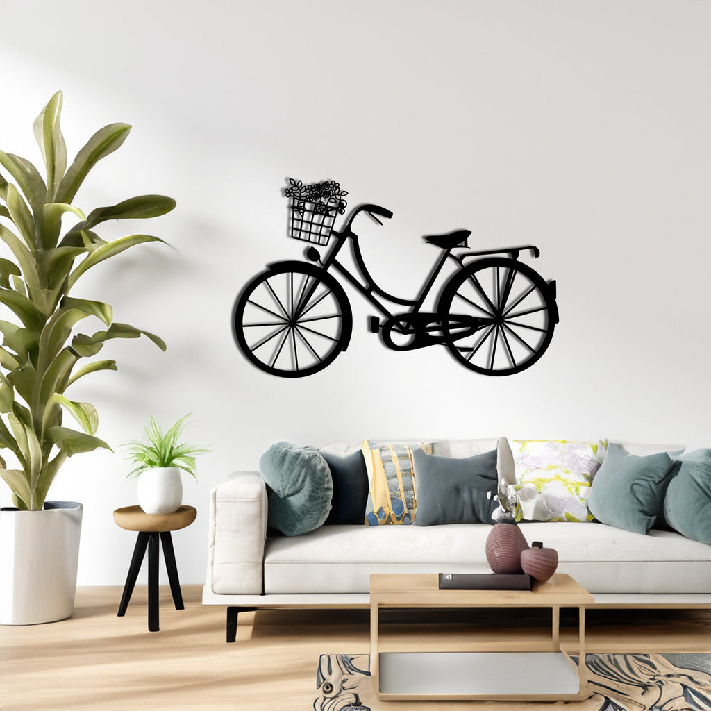 Retro Bicycle Silhouette Metal Wall Decor, Wall Decor Interior, Housewarming Gifts, Metal Decor, Wall Decorative