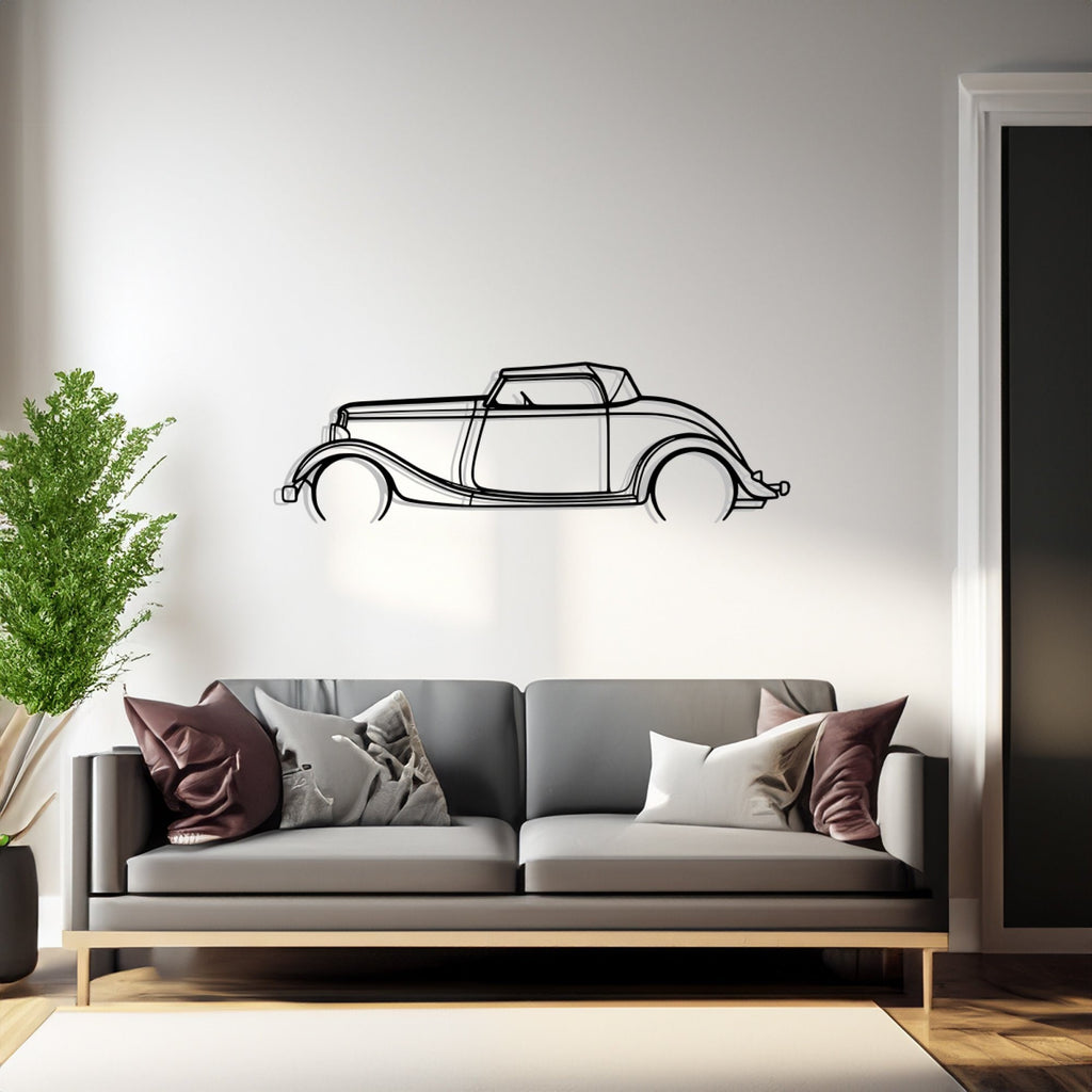 Roadster 1934 Detailed Silhouette Metal Wall Art, Birthday Gift, Gift for Him, Petrolhead Gift, Car Lover Gift, Wall Decor