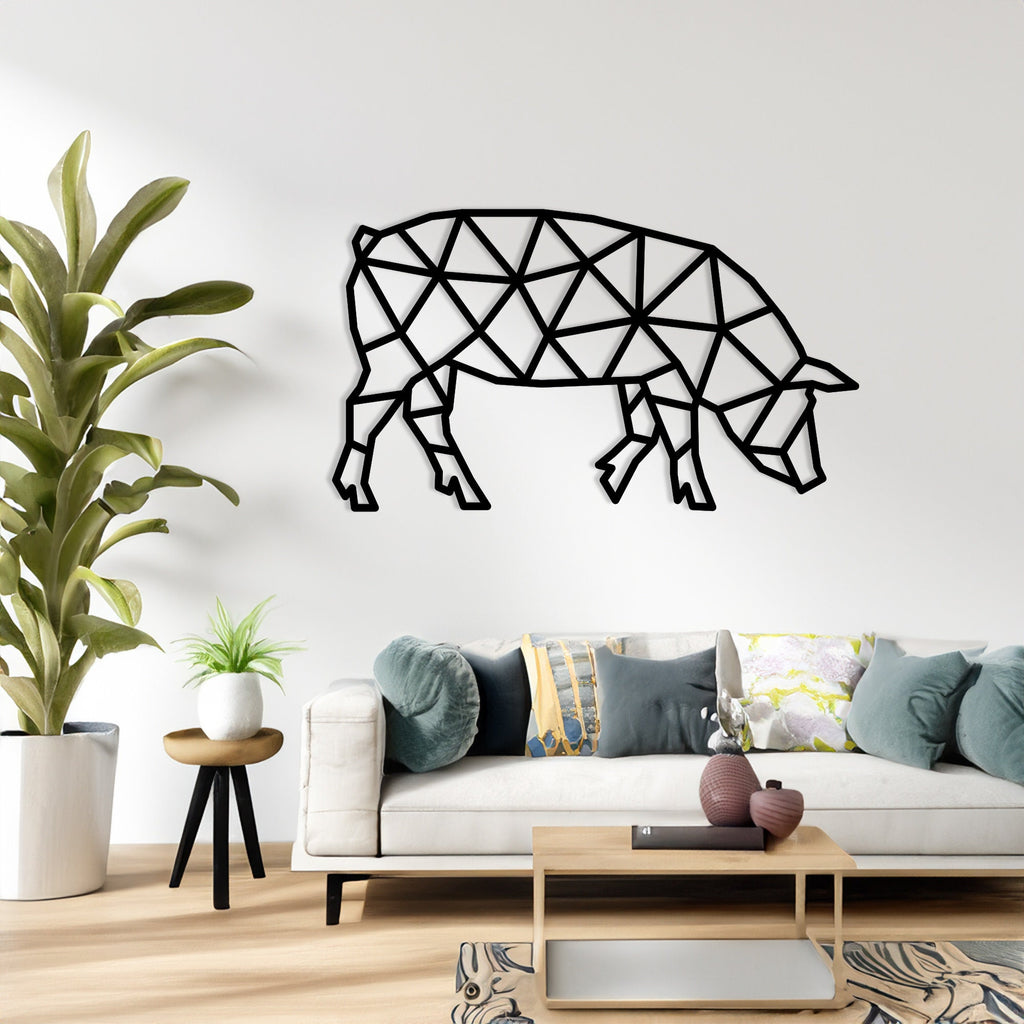 Polygonal Pig Silhouette Metal Wall Decor, Wall Decor Interior, Housewarming Gifts, Metal Decor, Wall Decorative