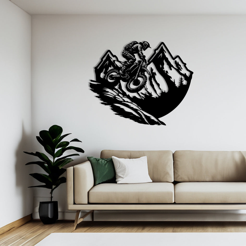 Motocross Silhouette Metal Wall Decor, Wall Decor Interior, Housewarming Gifts, Metal Decor, Wall Decorative