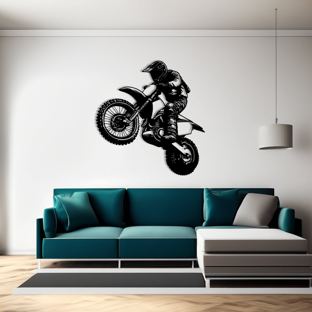 Motocross Motobike Silhouette Metal Wall Decor, Wall Decor Interior, Housewarming Gifts, Metal Decor, Wall Decorative