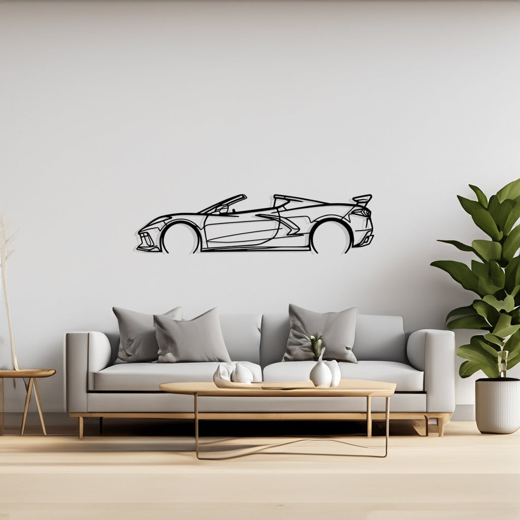 Corvette C8 Convertible Detailed Silhouette Metal Wall Art, Birthday Gift, Gift for Him, Petrolhead Gift, Car Lover Gift, Wall Decor, Wall Decor