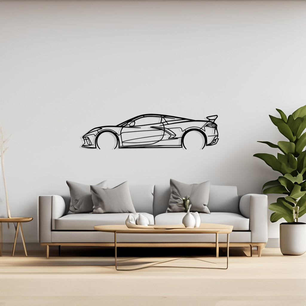 Corvette C8 HTC Detailed Silhouette Metal Wall Art, Birthday Gift, Gift for Him, Petrolhead Gift, Car Lover Gift, Wall Decor, Wall Decor
