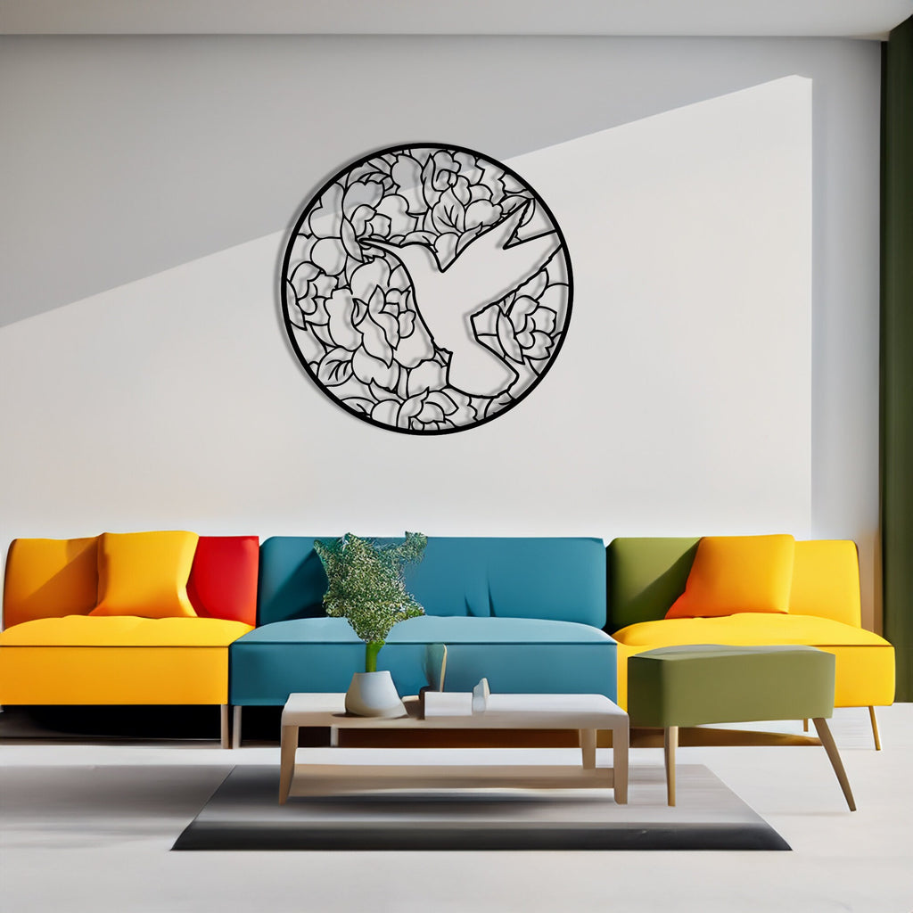 Bird Silhouette Round Metal Wall Decor, Wall Decor Interior, Housewarming Gifts, Metal Decor, Wall Decorative
