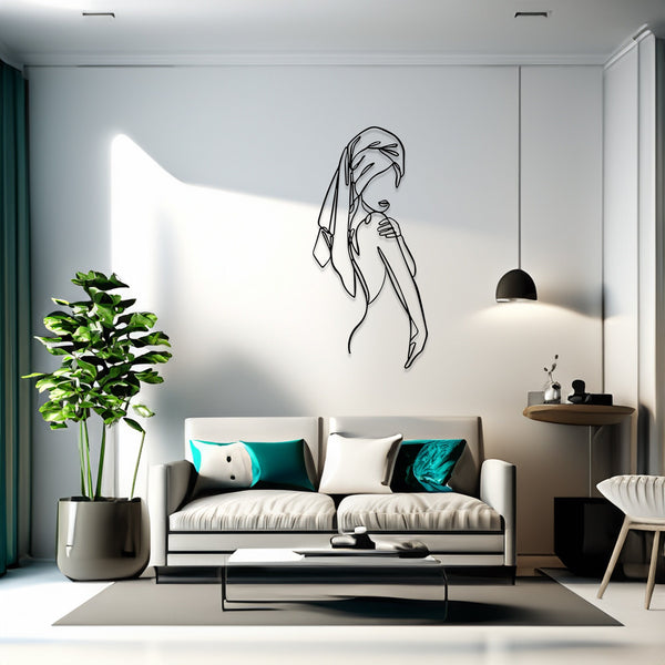 Lineart Metal Wall Decor Shower Woman, Minimalist Line Art, Metal Wall Decor, Metal Wall Art, Home Wall Hangings, Gift Wall Art,