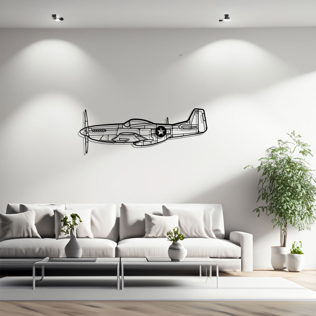 P-51 Mustang Silhouette Metal Wall Art, Airplane Silhouette Wall Decor, Metal Aircraft Wall Art, Aviation Wall Decor, Plane