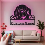 Cartel de metal personalizado con luz LED de perro de Terranova, regalo para padres de mascotas, decoración de salón o entrada